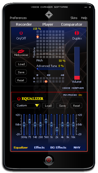 Fig 2: Voice Changer Software Basic - Equalizer Effects